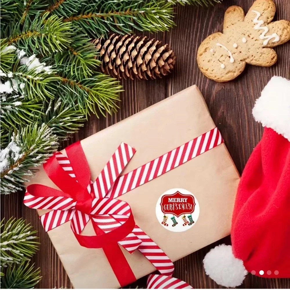500 Merry Christmas Stickers - 1” White